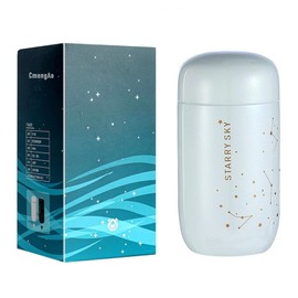 CmengAo Mini Starry Sky Thermal Water Bottle, 7oz Stainless Steel Vacuum Insulated Bottle Pocket Flask for Lovers (white)