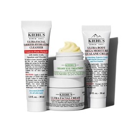 Kiehl’s – Set de Regalo de Nuestros Favoritos para Cuidado Facial y Corporal con Ultra Facial Cleanser, Ultra Body Mega Moisture Squalane Cream, Crema