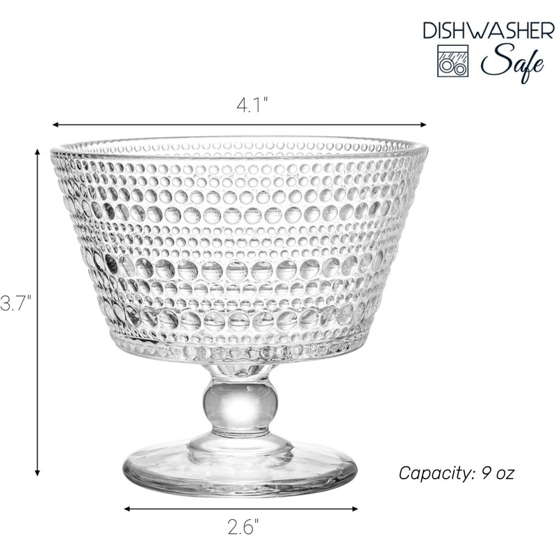 ZOOFOX 6 Pack Glass Ice Cream Bowl Set, 9 oz