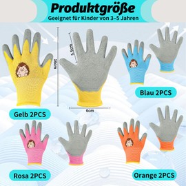4 Pairs Garden Gloves for Kids, Rubber Coated Work Gloves, Non-Slip Protective Gloves, Kids Gloves for 3-5 Years Girls and Boys, DIY, Daily Housework, Painting