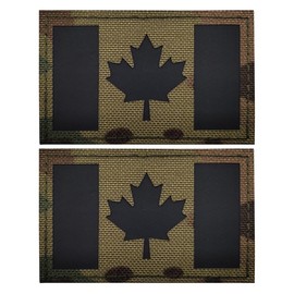 2PCS Canada Flag Reflective Patch Military Tactical Canadian Infrared IR Patches Morale Emblem Badges Applique Loop Hook Shoulder Sew on for Clothes Backpack Fastener Backing