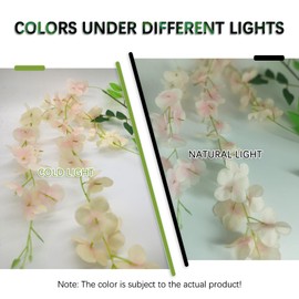 Champagne Artificial Wisteria Flower Vines, 3.77 Feet Champagne Wisteria Hanging Flowers Garland, 24 Pack Fake Silk Wisteria, Hanging Vines for Photo Backdrop, Champagne Wisteria Garland Decor