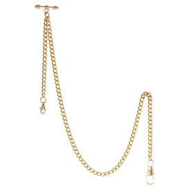 TREEWETO - Reloj de bolsillo con cadena en T (40,6 cm, 2 ganchos), color bronce, plateado, dorado, negro, Dorado