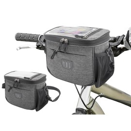 Hitopin 5L Waterproof Bicycle Basket Bag, Bicycle Bag Handlebar Front, Multifunctional Bicycle Bag Handlebar, Bicycle Basket Front Bag, Waterproof with Transparent PVC Window, for All Mobile Phones