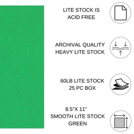 Accent Design Paper Accents Lite Stock 8.5x11 60lb Text, Green Colored cardstock Paper for Card Making, Scrapbooking, Printing, Quilling and Crafts, 25 Piece Pack