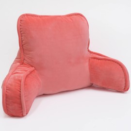 BYTIDE Super Soft Assembly Needed DIY Backrest Reading Bed Rest Pillow with Arms and Pockets 18" H for Sitting in Bed Couch Sofa, Removable Cover and Filling Seprated Set, 20" x 18" x 17", Peach Echo