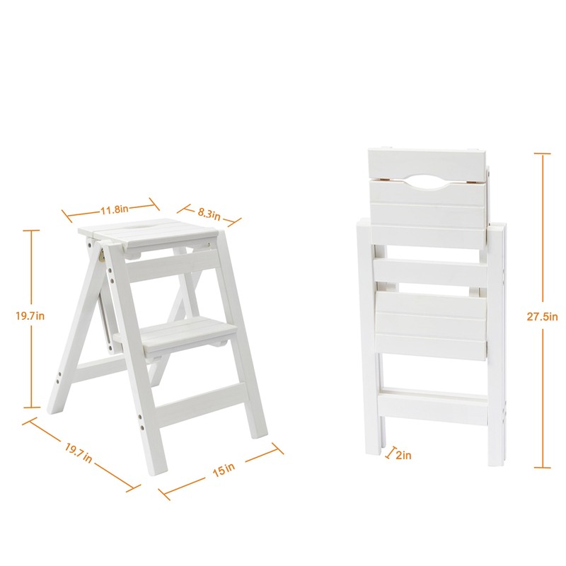 Folding Step Stool Step Ladder 3 Tier, Multi-Functional Folding Solid
