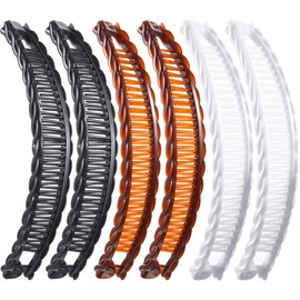 WILLBOND 6 Pieces Banana Hair Clip Clincher Combs Clip Fishtail Fish Shape Hair Clip Ponytail Banana Clip Accessory for Women Hair(Black, White, Brown)