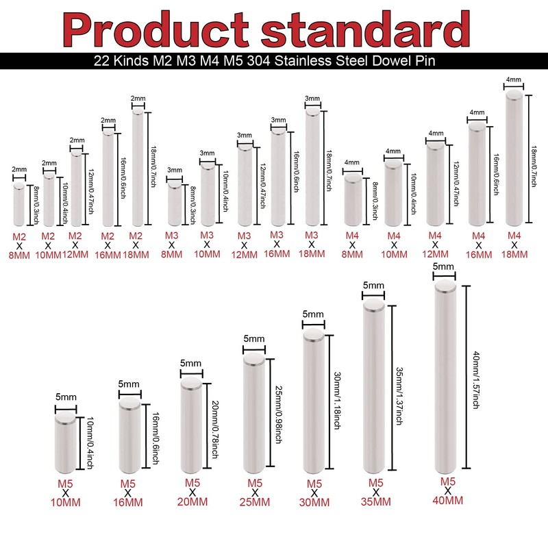 220Pcs 22 Kinds M2 M3 M4 M5 304 Stainless Steel