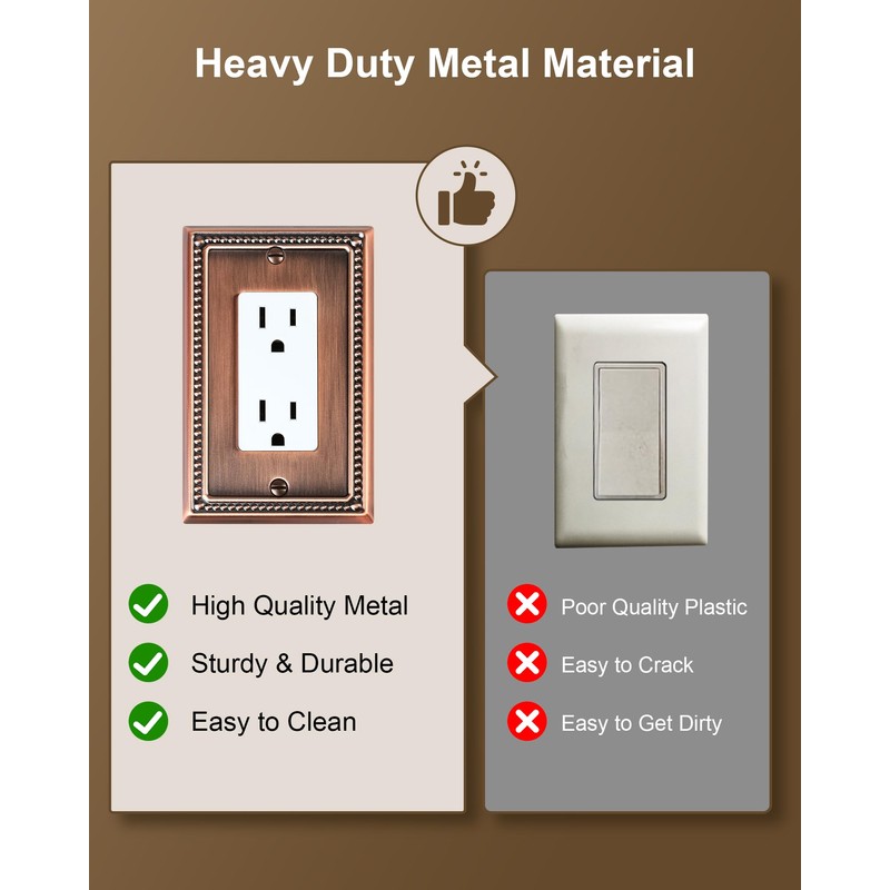 TREEWELL 6-Pack Decorator Outlet Cover Plate, Decorative Switch Plates and