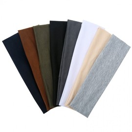 Non-Slip Stretch Sports Headband for Women - Yoga & Fitness (Solid Cotton) One Size/Khaki 15ea