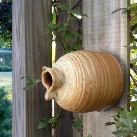 Modern Artisans American Handmade Stoneware Peek-a-Boo Birdhouse Bottle, Butternut Color