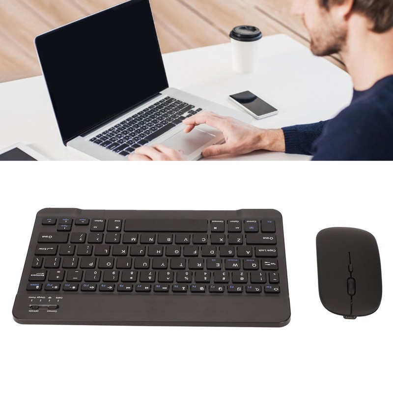Wireless Keyboard Mouse 2.4G Bluetooth Dual Mode Rechargeable Portable External