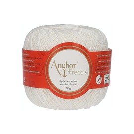Anchor Freccia Strength 6 4771006-07901 White Crochet Yarn, 100 % Cotton