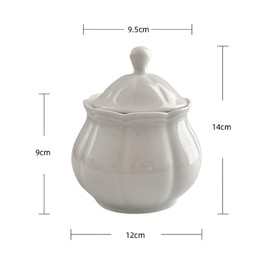 WAIT FLY Vintage Embossed Ceramic Sugar Bowl with Lid, Sugar Container, Sugar Jar for Kitchen Countertop, Coffee Bar-White-Sugar Bowl