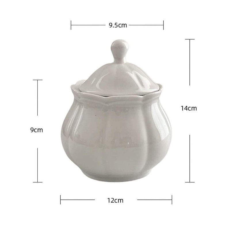 WAIT FLY Vintage Embossed Ceramic Sugar Bowl with Lid, Sugar