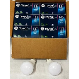 GE CASE OF 12 GE Reveal A21 E26 (Medium) LED Bulb Pure Clean Light 75W Equivalence