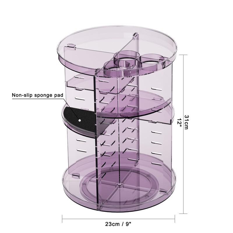 Rotating Makeup Organizer for Vanity, DIY Adjustable Tray Spinning Skincare