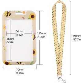 YJSPARKK 2PACK ID Card Holder,Lanyard with Card Holder,Name Tag Badge Keychain Perfect for Office Workers Student Teacher Nurses Doctor Coach Flower Bee