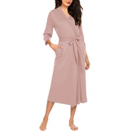 Ekouaer Dressing Gown Women Soft Spa Robe Excellent Lightweight Loungewear Pink XXL
