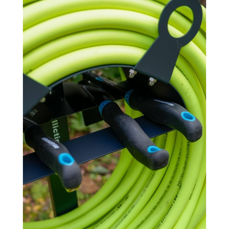 idyllictime Garden Hose Holder Stand for Outside with Tool Organizer