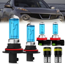 LECCIBUB Headlight Bulbs License Plate Lights Fit For Nissan Juke 2011-2014, 9007 High Low Beam + H11 Fog Lights Halogen Light Bulb + License Plate Lights, Pack of 6