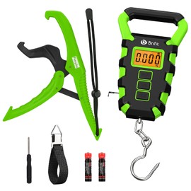 Digital Hanging Fishing Scale with Ruler, Electronic Digital Luggage Scale, Fishing Postal Hanging Hook Scale with Measuring Tape, Backlit LCD Display, 110lb/50kg Capacity - Green