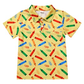 IDOPIP Back to School Shirts for Boys First Day of School T-Shirts Toddler Kids Summer Short Sleeve Print Shirts Casual Party Cotton Tee Tops Back to School Outfit Clothes Yellow - Pencil 5-6 Years