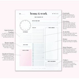 We Love The Home Daily To Do List, Personal and Work Notepad, Cleaning Lists, Home Office Organizing, Water Intake and Priorities Tracker, Work From Home Reminders, Goals, 8.5"x11.5" (50 Sheets)