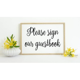 Yellow - Please Sign Our GUESTBOOK 10" x 6.5" Vinyl Decal Sticker - V2 - Wedding
