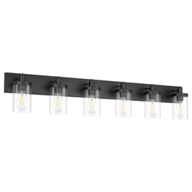 Aipsun 48in Vanity Light Black Bathroom Vanity Lighting Fixtures 6 Light Bathroom Light Fixtures with Clear Glass Shade(Exclude Bulb)