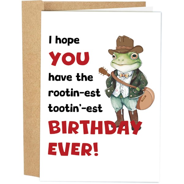 Naixiwen Frog Cowboy Birthday Card for Men Women, Funny Frog