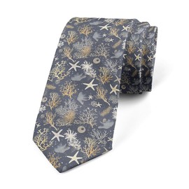 Loussiesd Starfish Men's Ties 145x8cm Marine life Sealife Men's Novelty Neckties Underwater Sea Marine Funny Ties for Men Gift Hawaiian Sealife Sea Creatures Slim Skinny Ties