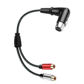 JSADZKJ Balanced XLR to 2RCA Audio Cable,90-Degree XLR Female to Dual RCA Female Adapter Cable, X L R to 2 RCA Hi-Fi Interconnect Cable,for Microphones,Mixers,Amplifiers -30CM (90-Degree)