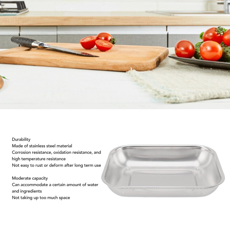 Rectangular Strainer Basket Stainless Steel Colander Strainer, Convenient Drainage, Moderate