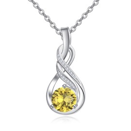 KINGWHYTE Infinity Necklace 925 Sterling Silver Infinity Teardrop Necklace Birthstone Pendant Necklace Jewellry Birthday Gifts for Women