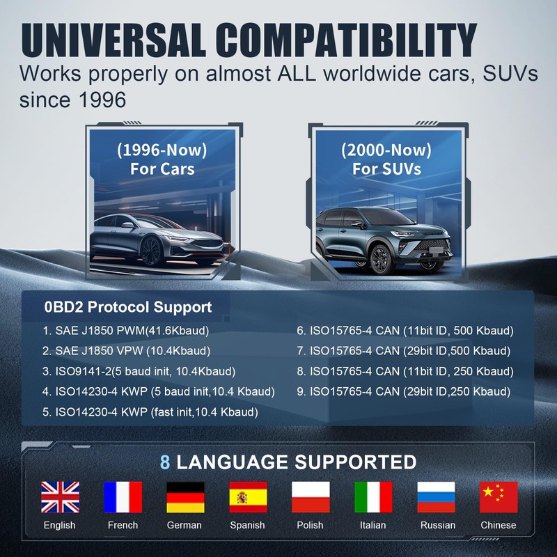 VEHLIVE V860 Scanner for Car and Trucks,OBD2 Diagnostic Tools and