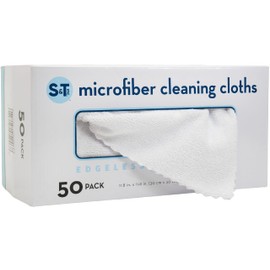 S&T INC. 50 Pack Microfiber Cleaning Cloth with Box, Bulk Towels for Home, Reusable Microfiber Towels for Cars, Cleaning Rags, White, 11.8 Inches x 11.8 Inches, 50 Count