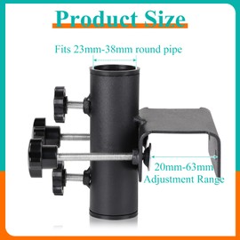EFUTURETIME Parasol Holder Balcony Square Clampable, Parasol Holder Attachment for Umbrella Tube Diameter 25 ~ 38 mm, Maximum Clamping Range 61 mm