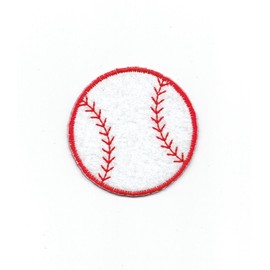 2 Inch Felt Baseball White and Red Stitching Embroidered Iron on Patch