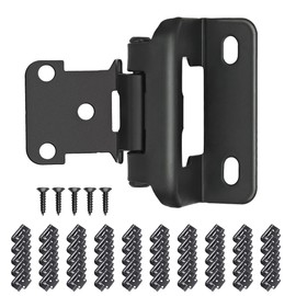 1/2" Partial Overlay Cabinet Hinges,(25 Pairs -50 Pack) Matte Black Partial Wrap Hinge Self Closing Door Hinge for Kitchen Cabinets