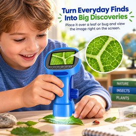 Digital Microscope for Kids – 1000X Portable Microscope with 2.4-Inch IPS Screen for Home & Science Exploration