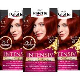 Palette Intensive Creme Colouration Hair Colour, 6-88/678, Ruby Red, Level 3, 3 x 115 ml, Permanent Colour, for up to 8 Weeks of Intensive Colour Shine and 100% Grey Coverage