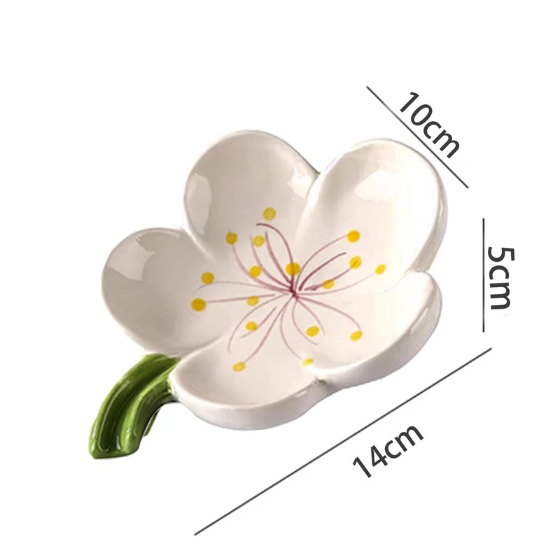 MZSX Ceramic petals Soap Dish, White Ceramic Soap Dish with