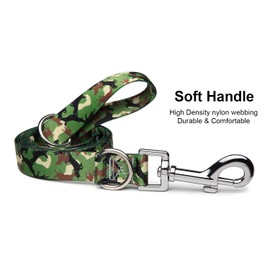 Suredoo Adjustable Dog Lead, Soft & Comfortable Nylon Pet Training Lead with Double D-Ring for Small, Medium, Large Dogs, 120 cm x 2 cm (Camo Green)