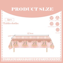 COSORO 2pcs Rose Gold 21st Table Cloth,Happy 18th Birthday Tablecloth for Girls,Women 21st Birthday Table Decoration,137 * 274cm Plastic Tablecloths Table Cover 21st Birthday Decorations for Him Her