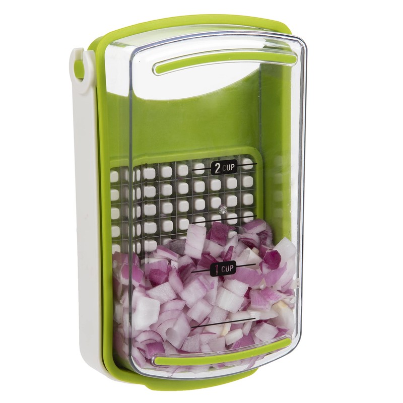 PrepWorks Compact Veggie Chopper – Space-Saving Manual Vegetable Cutter, Easy-to-Use,