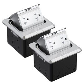 WEBANG Pop Up Floor Outlet Covers Box with 20 Amp Stainless Steel TR Receptacle Outlet, 2 Pack, Silver