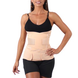 Tiernelle Faja postparto 3 en 1 para recuperación. Faja postparto de 3 piezas para moldear todo tu cuerpo y con soporte para disminuir dolores de espalda y obtener una buena postura. (M)