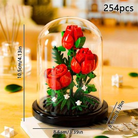 Flower Building Blocks Set, 1 Set 3D Flower Blocks Building Toy with Dust Cover, Home & Office Desktop Ornaments, Flower Bricks, Perfect Gift for Birthday, Building Block Sets, Mother's Day Gift, Gift for MOM ！:_Multicolor_285Pcs White Lily